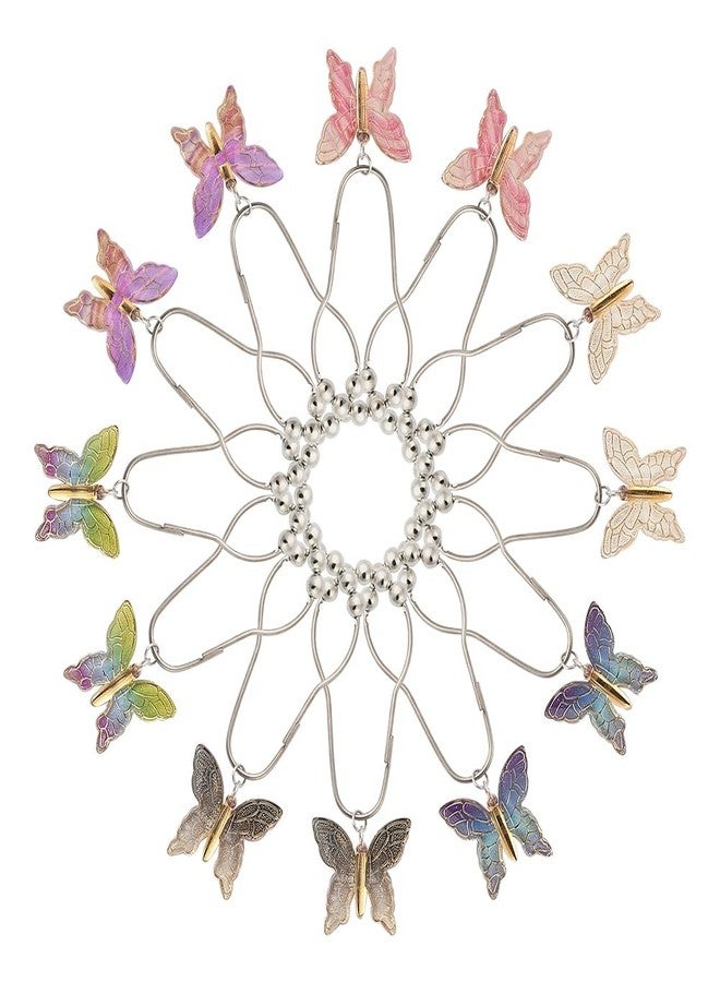 AuMoHall 12 Pieces Butterfly Shower Curtain Hooks for Bathroom Shower Rods, Colorful Butterflies Garden Themed Bathroom Decorations, Stainless Steel Rustproof Shower Curtain Rings Set (Butterfly) - Image 1