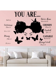 Chinco Black Girl Wall Stickers Inspirational Quote Wall Decal For Girls Bedroom Room Decor African American Motivational Saying Positive Sticker Teens Girl Bedroom Wall Art Women Wall Decals (Elegant Style)  - Image 1