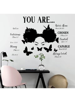 Chinco Black Girl Wall Stickers Inspirational Quote Wall Decal For Girls Bedroom Room Decor African American Motivational Saying Positive Sticker Teens Girl Bedroom Wall Art Women Wall Decals (Elegant Style)  - Image 2