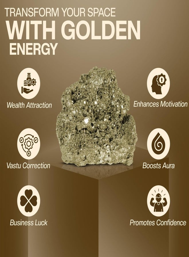 REBUY Natural Golden Pyrite Raw Stone Original for Wealth Attraction | Business Luck | Vastu Correction | Home Decor Items Meditation | 50 to 200 Grams | 1 Piece - Image 2