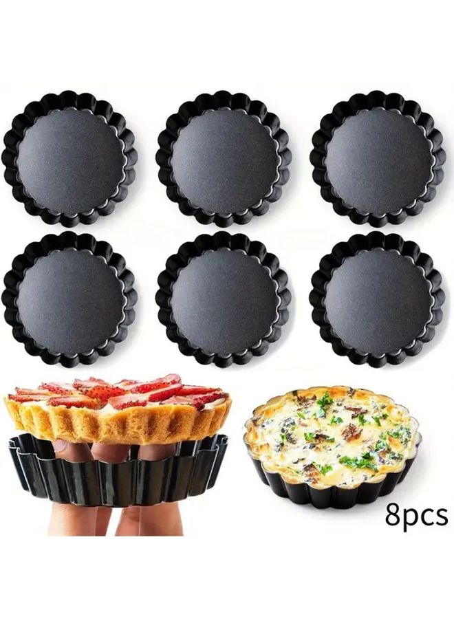 8Pcs 4 Inch Mini Tart Pans Nonstick Removable Bottom for Quiches Desserts - Image 1