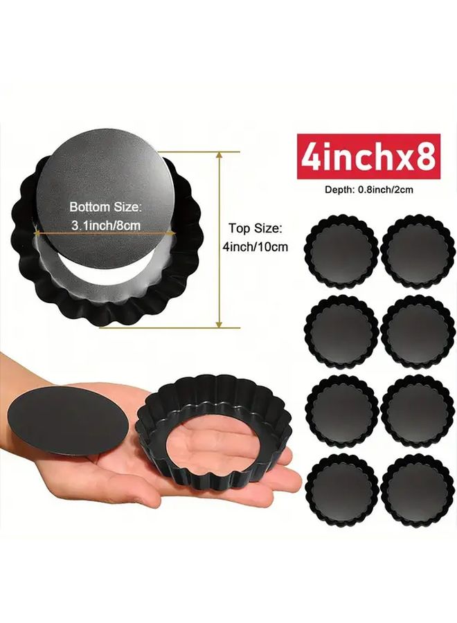 8Pcs 4 Inch Mini Tart Pans Nonstick Removable Bottom for Quiches Desserts - Image 3