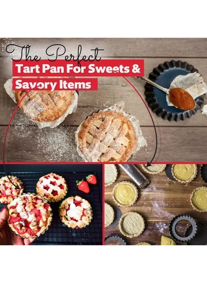 8Pcs 4 Inch Mini Tart Pans Nonstick Removable Bottom for Quiches Desserts - Image 2