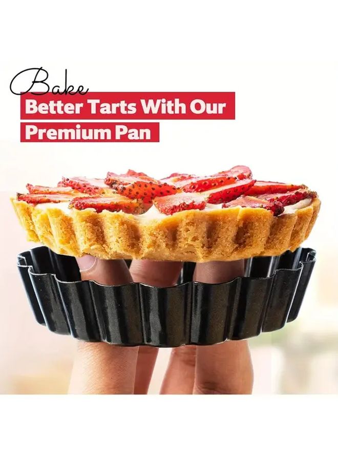 8Pcs 4 Inch Mini Tart Pans Nonstick Removable Bottom for Quiches Desserts - Image 4