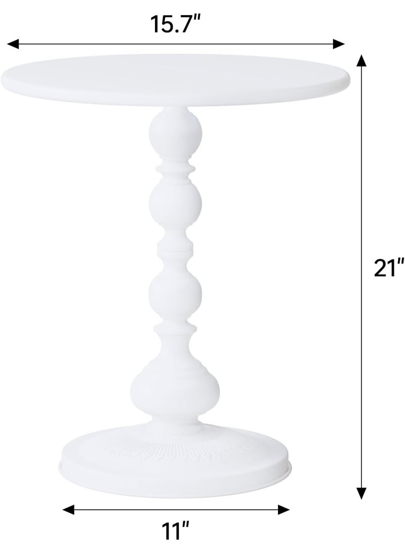 الحلم طاولة جانبية معدنية مستديرة طاولة قهوة طاولة خدمة عتيقة مكتب لغرفة المعيشة غرفة النوم المكتب أبيض - Image 3