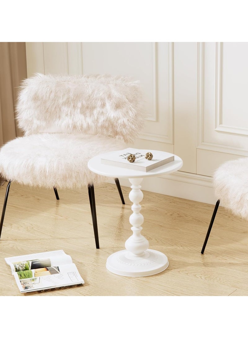 الحلم طاولة جانبية معدنية مستديرة طاولة قهوة طاولة خدمة عتيقة مكتب لغرفة المعيشة غرفة النوم المكتب أبيض - Image 4