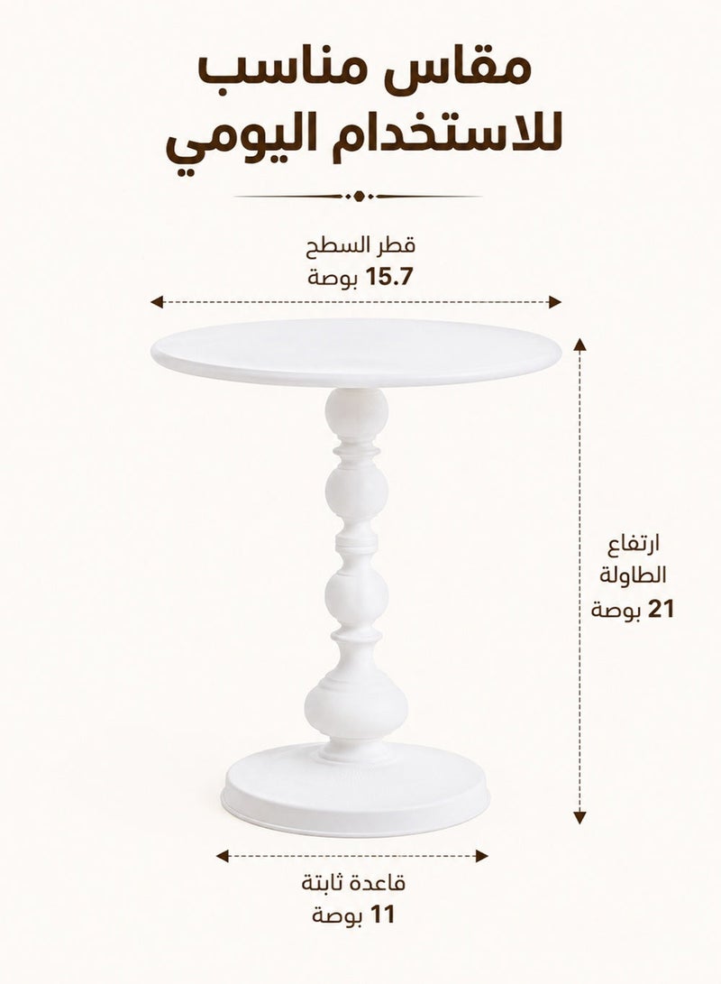 RUIYADA Metal Round Side Table Sofa Coffee Table Vintage Service Table Desk for Living Room Bedroom Office White - Image 2