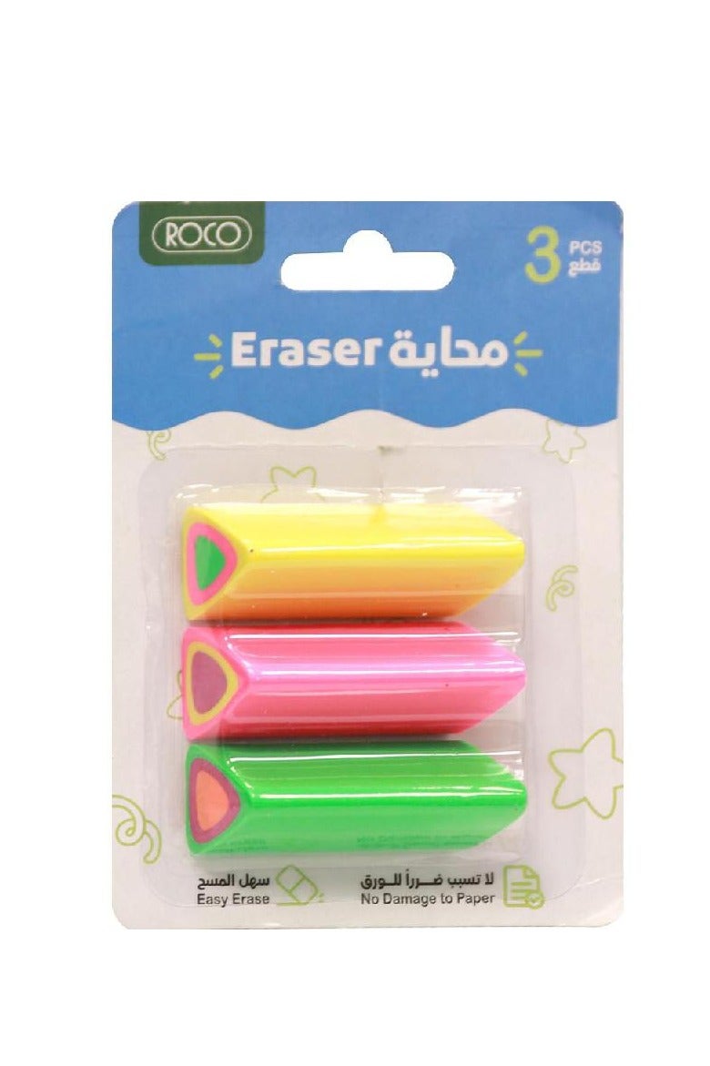 ROCO Rubber Eraser Colored Triangle Assorted Color