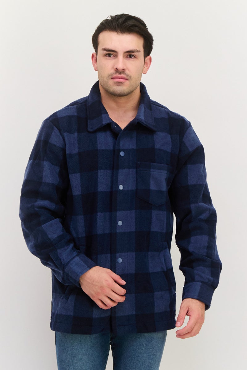Threadbare Men Checkered Jacket Shirt, Navy - Image 1