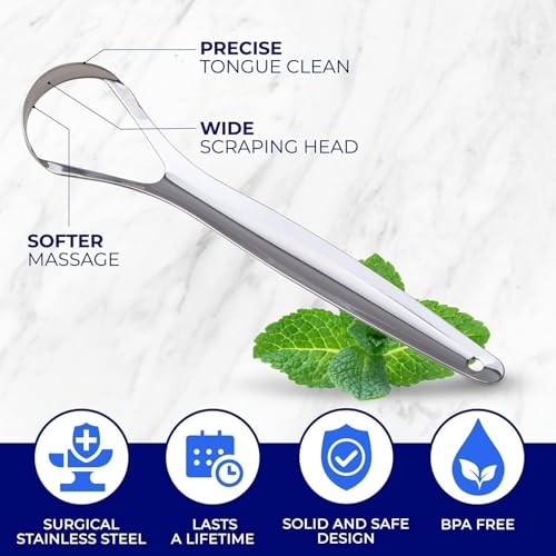 Kliffoo 1pcs Tongue Cleaner for Kids & Adults, Stainless Steel Tongue Scraper with Case for Bad Breath & Bacteria Removal, Taste Sense & Oral Health Care, Easy to Use, Silver (1Pcs Tongue Cleaner Steel) - Image 3