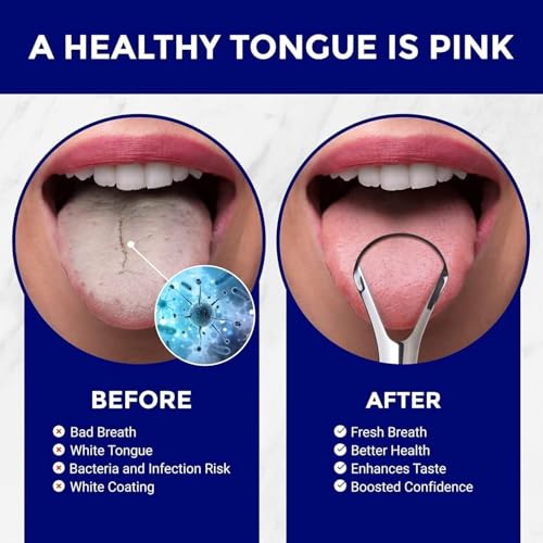 Kliffoo 1pcs Tongue Cleaner for Kids & Adults, Stainless Steel Tongue Scraper with Case for Bad Breath & Bacteria Removal, Taste Sense & Oral Health Care, Easy to Use, Silver (1Pcs Tongue Cleaner Steel) - Image 2