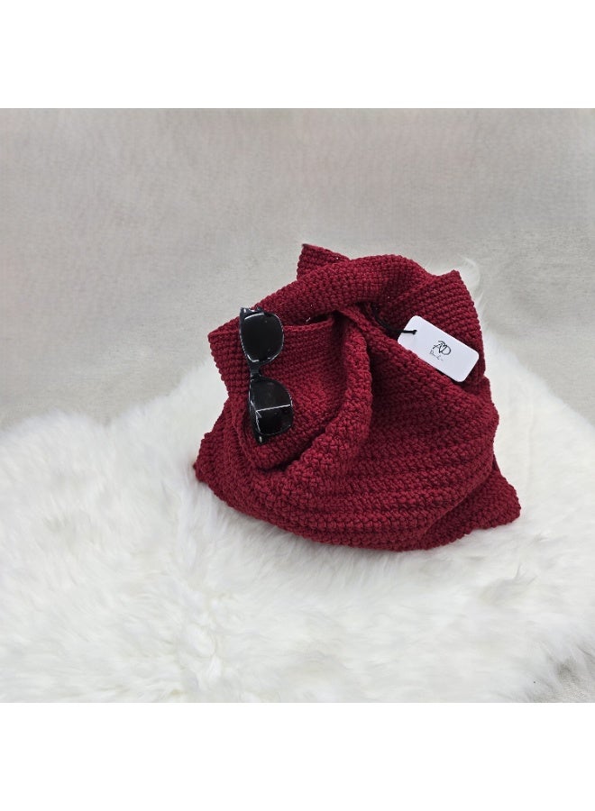 رند ساك حقيبة كروشيه بلون المارون - Image 3