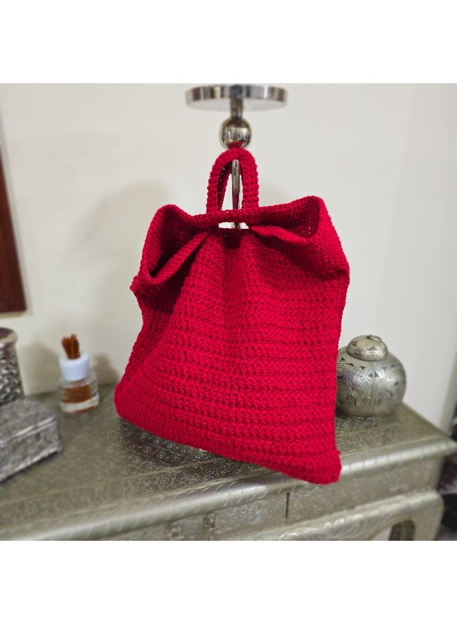 رند ساك حقيبة كروشيه بلون المارون - Image 5