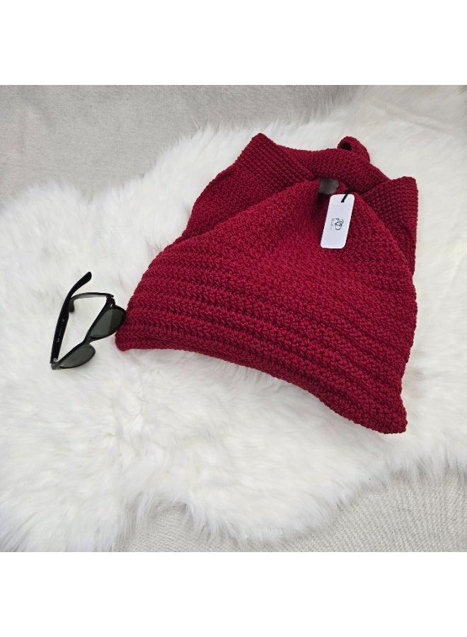 رند ساك حقيبة كروشيه بلون المارون - Image 2