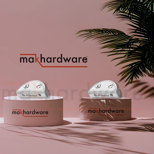 Mak Hardware® Stainless Steel D Type Glass Shelf D Bracket 6 MM Silver Wall Plug 8 Pieces and 8 Screws Pieces -Pack of 4 (1 Year Warranty) - Image 2
