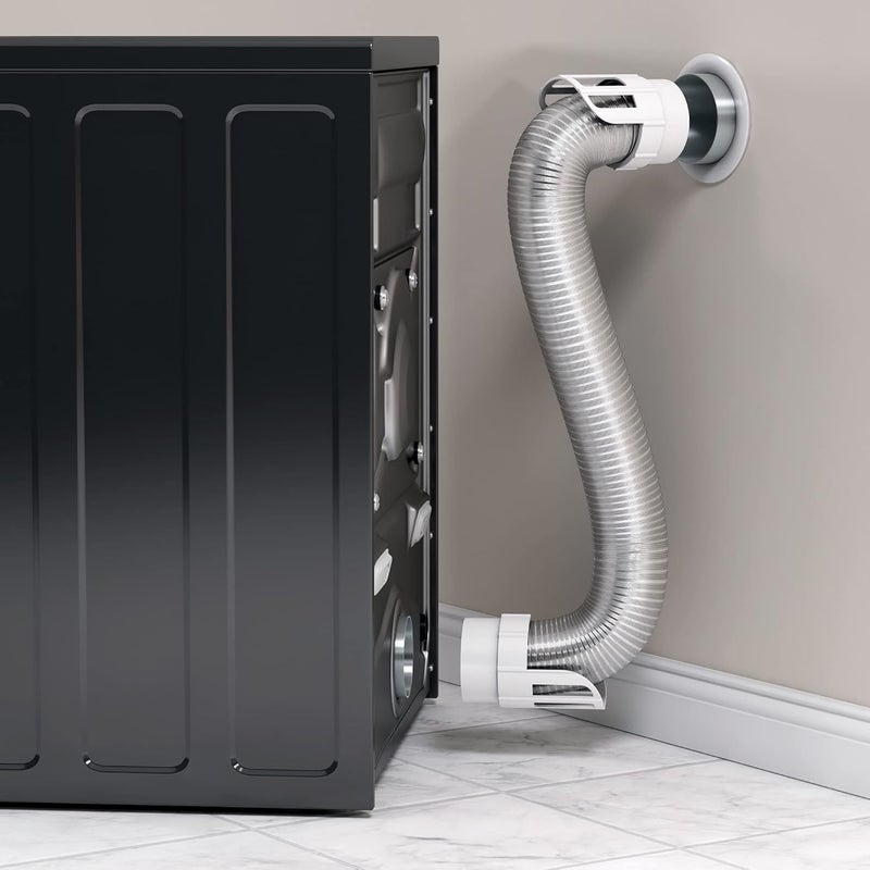 Deflecto Easy Connecting Dryer Vent Hook Up Kit Flexible SemiRigid Aluminum Duct 4 x 8 HUPK8WA4 - Image 4