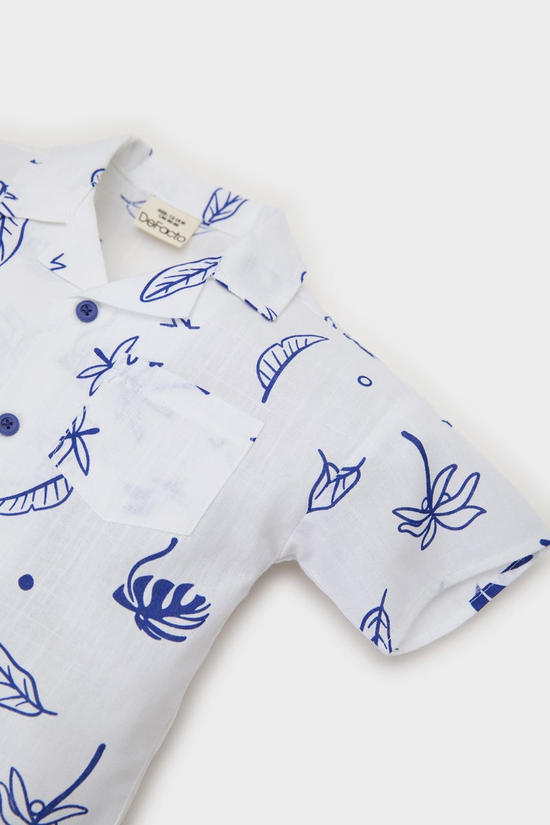 DeFacto White BabyBoy Baby Boy Tropical Patterned Flam Poplin Shirt Casual - Image 2