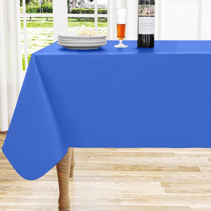 homing Rectangle Vinyl Tablecloth, Waterproof Spillproof Plastic Flannel Backed Table Cloth, Wipe Clean Table Cover for Dining, Buffet Parties and Camping (Blue, 60" x 84") - Image 1