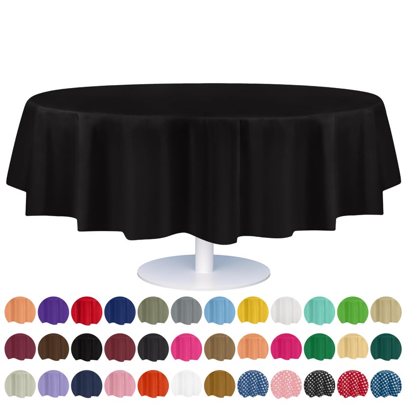Grandipity Black Plastic Table Cloth Disposable 6 Pk 84in Round Tablecloth Premium Party Table Cloths Disposable  Perfect Table Cloth Round Cover for Any Table Up to 6 Feet