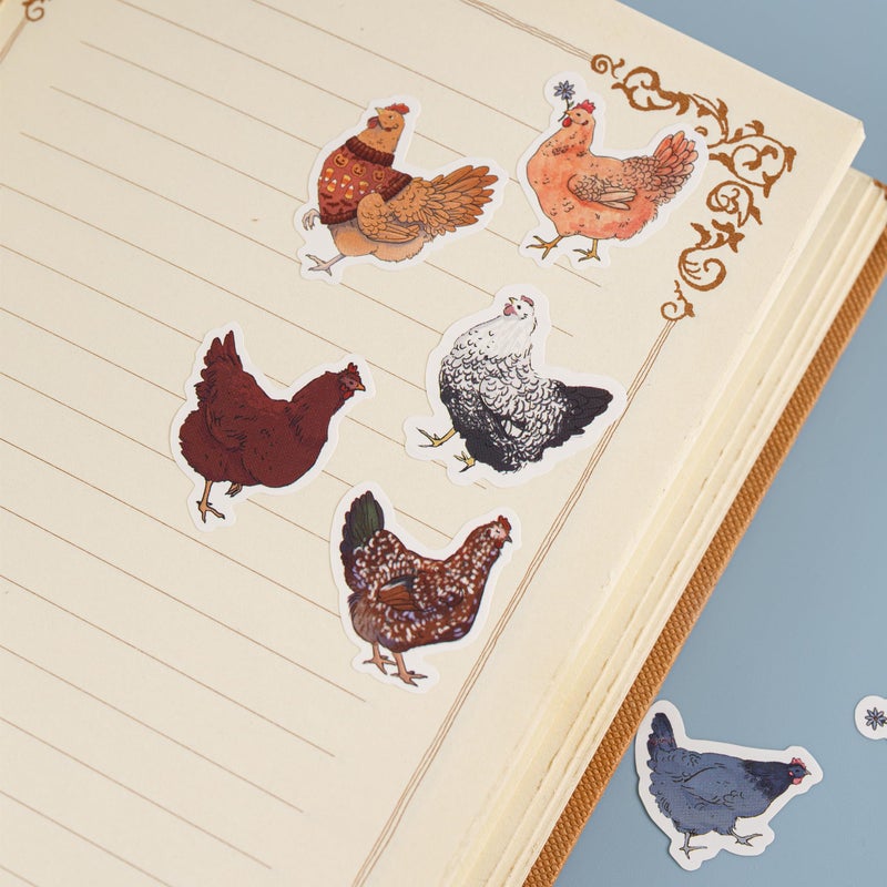 KOPTOP 1000PCS Chicken Stickers Roll, 2 Rolls 10 Styles Cute Hen and Farm Stickers, Waterproof Vinyl Decals for Water Bottles Laptops Scrapbooking Party Favors Classroom Rewards - Image 4