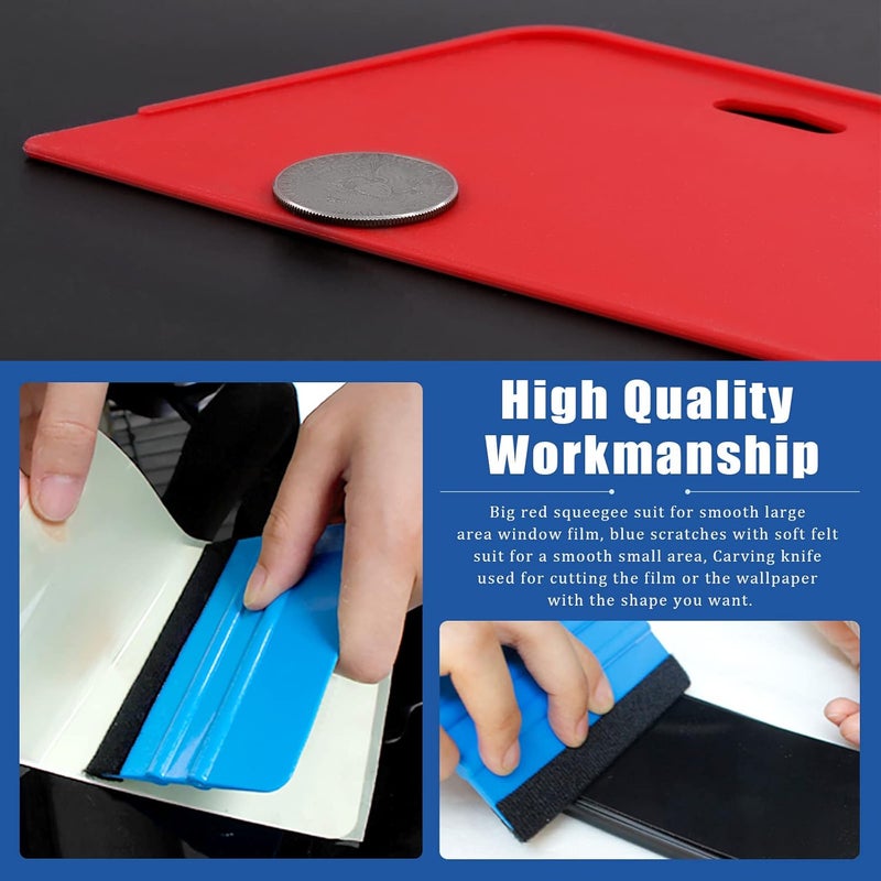 Glarks 10Pcs Window Tint Application Tools Kit with Felt Squeegee, Scraper, Craft Knife, Blades, Safety Film Cutter and 500ml Spray Bottle, Vinyl Wrap Tool Kit for Window Film Wallpaper Trimming - Image 4