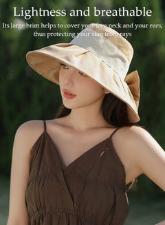 DUNISO Women's Foldable Sun Hat Big Bowknot Summer Wide Brim Roll Up Beach Cap Summer Solid Travel Beach Bucket Hats UV Protection UPF50+ for Vacation Outdoor Activities  - Image 3