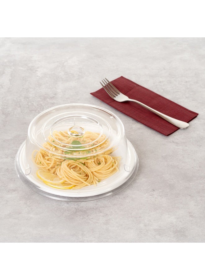 Restaurantware Cater Tek 8.5 Inch Polycarbonate Plate Covers, 10 Shatterproof Dish Covers - Dishwashable, For 8-Inch Plates, Clear Plastic Splatter Covers, Finger Hole Design, Endures Up To 210F - Image 3