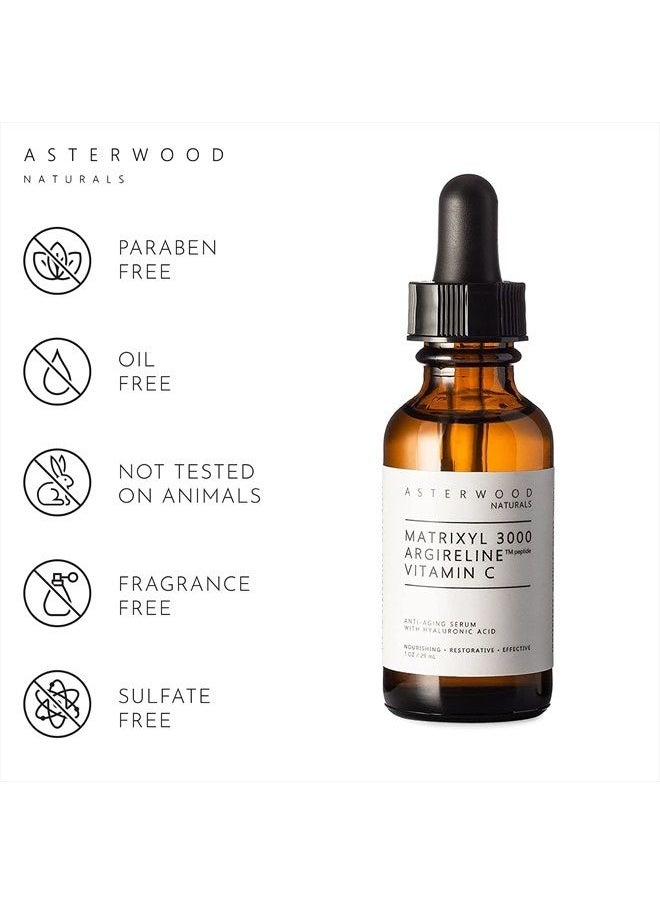 Asterwood Naturals - Asterwood Triple Repair Matrixyl 3000 + Argireline + Hyaluronic Acid + Organic Vitamin C Serum for Face; Anti-Aging Face Serum, Anti-Wrinkle Serum, Facial Skin Serum Skin Care Products, 59ml/2 oz - Image 1