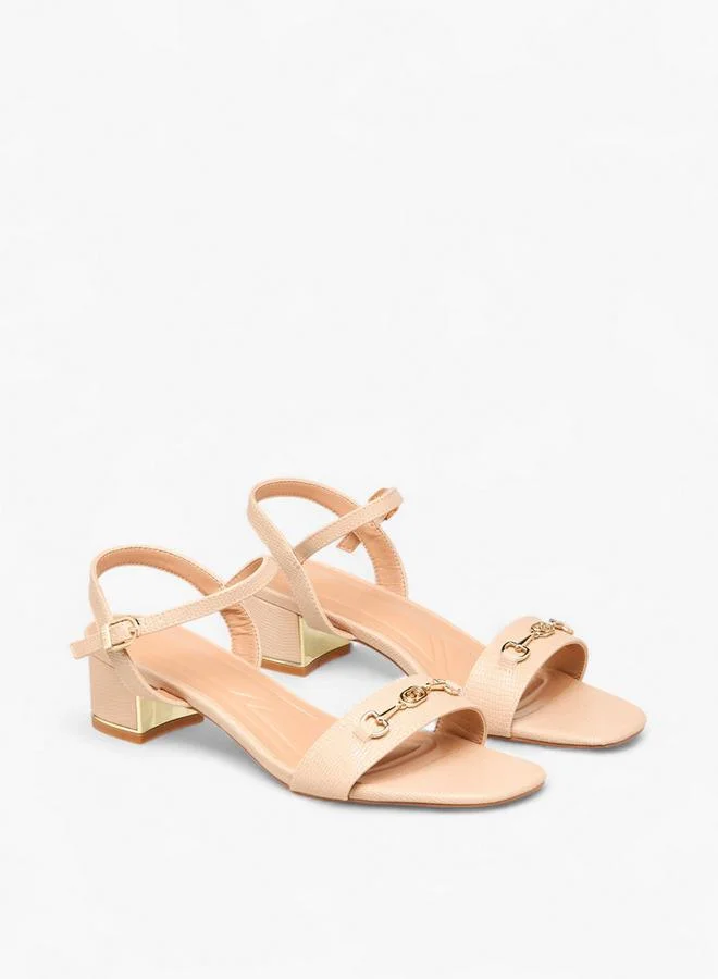 Women'S Solid Block Heel Sandals With Buckle Closure