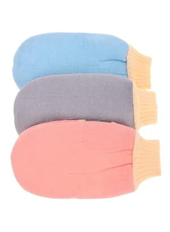 SAFIGLE Exfoliating Gloves 3 Pack Body Scrub Mitts for Shower Bath Dead Skin Removal Men Women Blue Pink Gray - Image 1