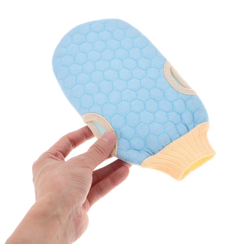 SAFIGLE Exfoliating Gloves 3 Pack Body Scrub Mitts for Shower Bath Dead Skin Removal Men Women Blue Pink Gray - Image 4