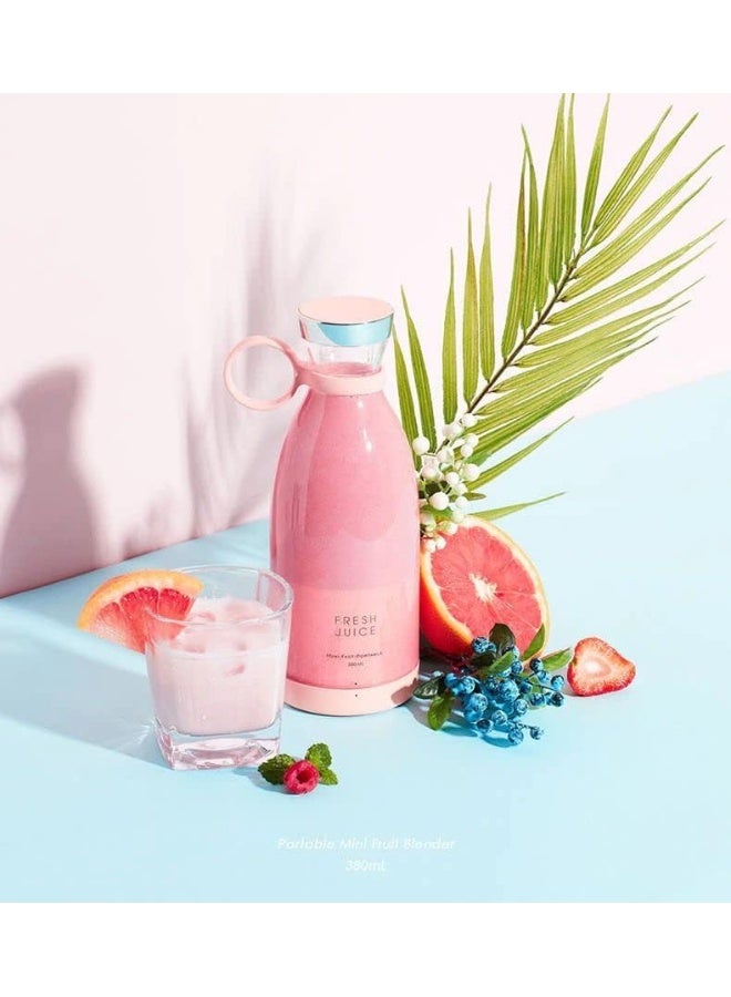 Portable blender Portable Electric Juicer Blender bottle Smoothie mixer Mini fruit Blender Battery Powered USB Blender (PINK) - Image 3