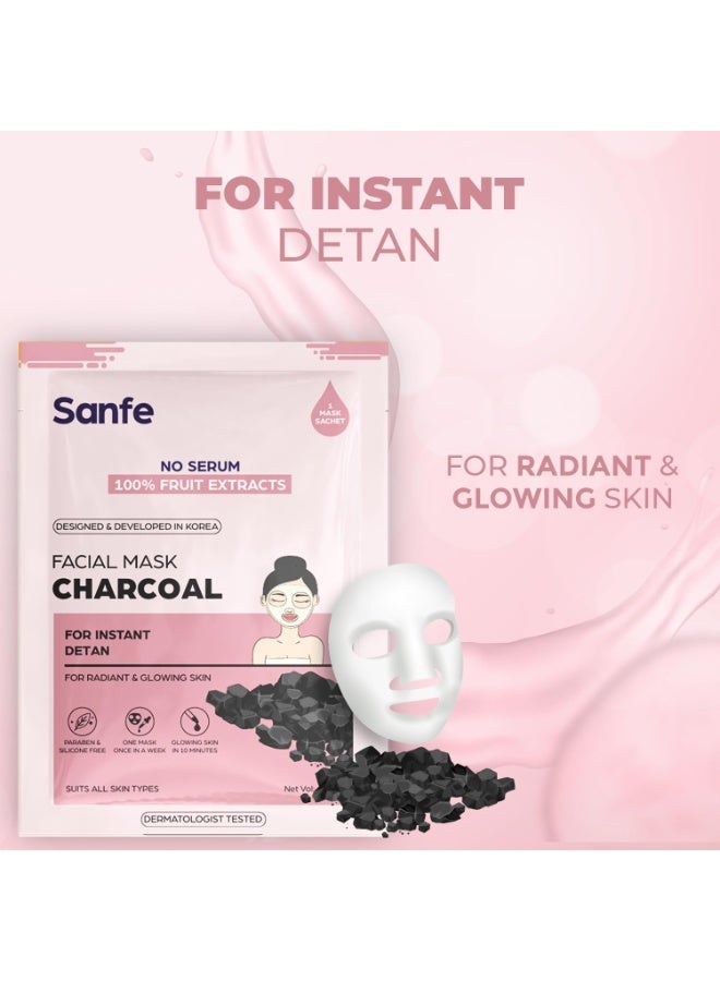 Sanfe Instant Detan Charcoal Facial Mask 1pc, 25gm - Image 2