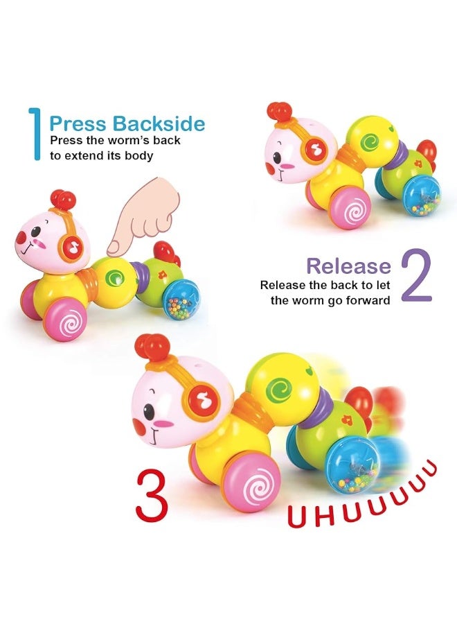 Stone and Clark Stone and Clark Musical Press & Go Caterpillar Toy, Baby Toys 6 to 12 Months, Light Up Head Inchworm Infant Toys, Baby Crawling & Educational Toys for 1 Year Old Boys & Girls  - Image 1