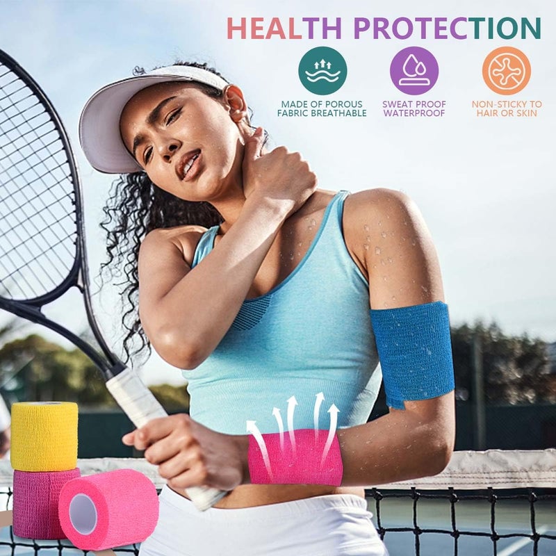 KISEER 15 Pack 2 Inch x 5 Yards Self Adhesive Bandage Breathable Cohesive Bandage Wrap Rolls Elastic Self-Adherent Tape for Stretch Athletic, Sports, Wrist, Ankle - Image 5