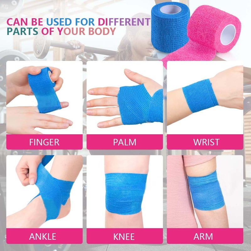 KISEER 15 Pack 2 Inch x 5 Yards Self Adhesive Bandage Breathable Cohesive Bandage Wrap Rolls Elastic Self-Adherent Tape for Stretch Athletic, Sports, Wrist, Ankle - Image 4