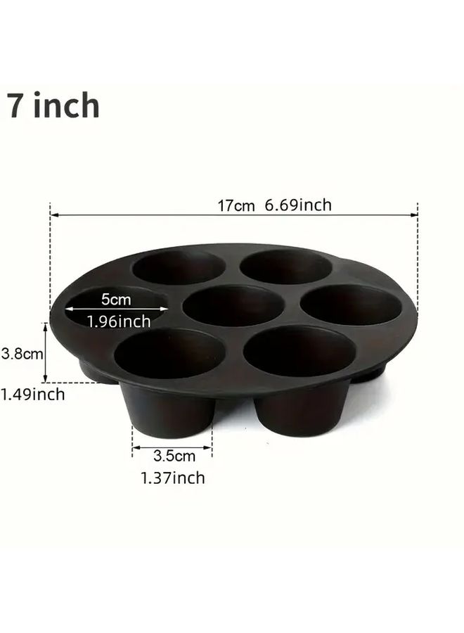 7 Inch Silicone Non Stick Cake Mold With Demolding Lip Design Food Grade Silicone Baking Pan With Rounded Corners For Even Heating Easy Release And Cleaning Air Fryer And Microwave Oven Safe Perfect For Vol Au Vents Souffles Mini Pies Cheesecakes And Cakes Dishwasher Safe Black And Golden Design 7 Hole Portion Control Mold For Pastries And Desserts - Image 3