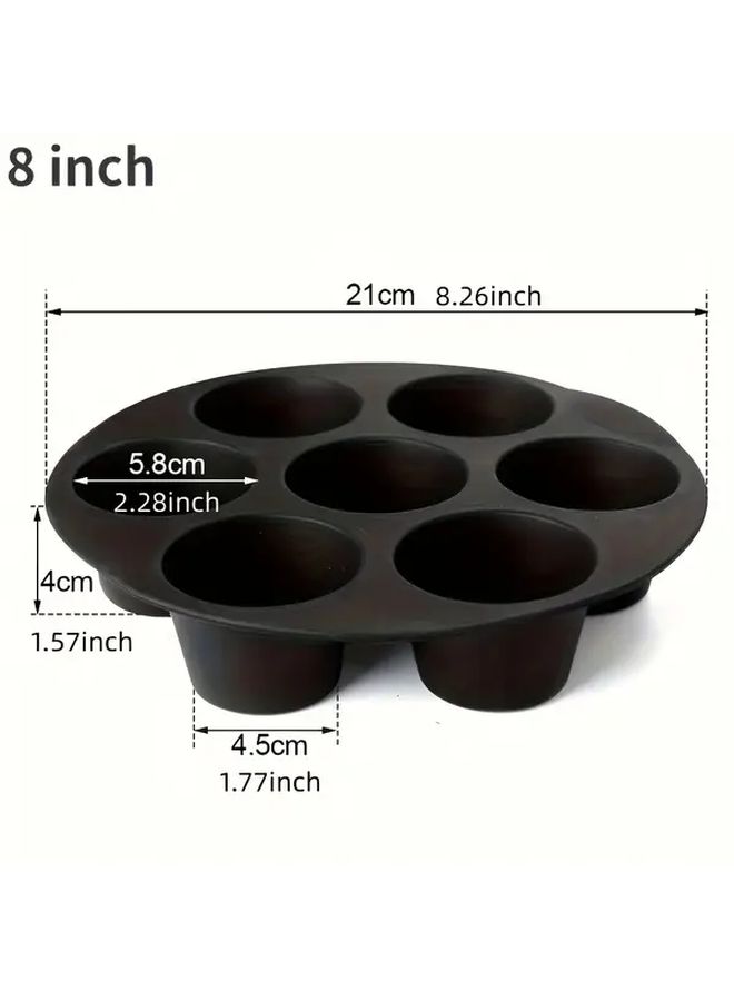 7 Inch Silicone Non Stick Cake Mold With Demolding Lip Design Food Grade Silicone Baking Pan With Rounded Corners For Even Heating Easy Release And Cleaning Air Fryer And Microwave Oven Safe Perfect For Vol Au Vents Souffles Mini Pies Cheesecakes And Cakes Dishwasher Safe Black And Golden Design 7 Hole Portion Control Mold For Pastries And Desserts - Image 5
