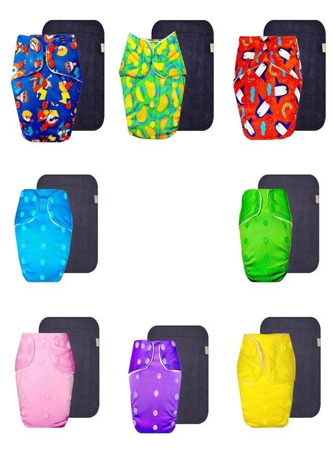 Dumbledo Premium Cloth Diaper with Black Insert (Pack of 8) | Hypoallergenic | 6-Layer Absorbent Pad | Quick Dry | Trusted by Moms | 3 Months - 3 Years | Unisex Baby - Image 1