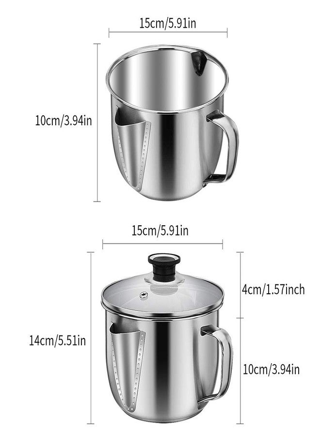 Loyanger Stainless Steel Fat Separator Bowl, Large 4 Cups Gravy Separator Bowl With Handle Round Shape, 1000ml Capacity for Healthy Cooking Reduce Fat Intake(COLOR:no lid) - Image 2