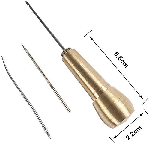 ELEPHANTBOAT® Copper Handle Stitcher with 3 Needles Sewing Awl Hand Stitcher Shoe Repair Tool for Canvas Leather Needle Thread Inserter - Image 2