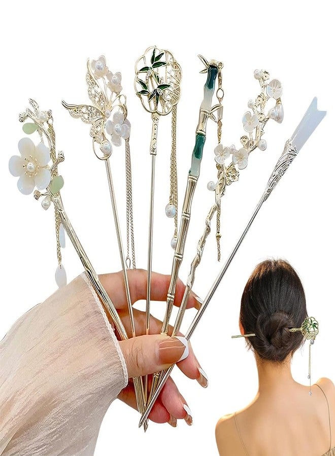 MAYCREATE® 6Pcs Hair Sticks Chinese Vintage Hair Pins Chopsticks Retro Headpieces National Style Metal Head Stick for Women Girls - Image 1