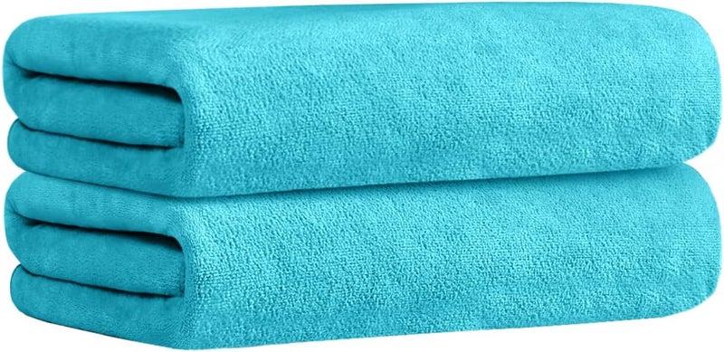 JML Bath Towel, Microfiber Towel Set 2 Pack (30" x 60") - Large, Extra Absorbent, Quick Drying, Multipurpose for Bath, Fitness, Sports, Yoga - Aquamarine - Image 2