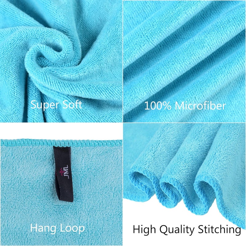 JML Bath Towel, Microfiber Towel Set 2 Pack (30" x 60") - Large, Extra Absorbent, Quick Drying, Multipurpose for Bath, Fitness, Sports, Yoga - Aquamarine - Image 5