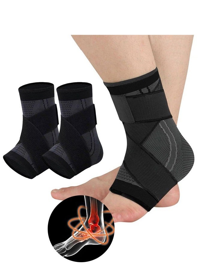 FRISKY Ankle Braces for Men & Women, 2 pcs Ankle Compression Sleeve Plantar Fasciitis Brace Plantar Fasciitis Relief, Arch Support Socks Ankle Sleeve Ankle Brace for Sprained Ankle L - Image 1