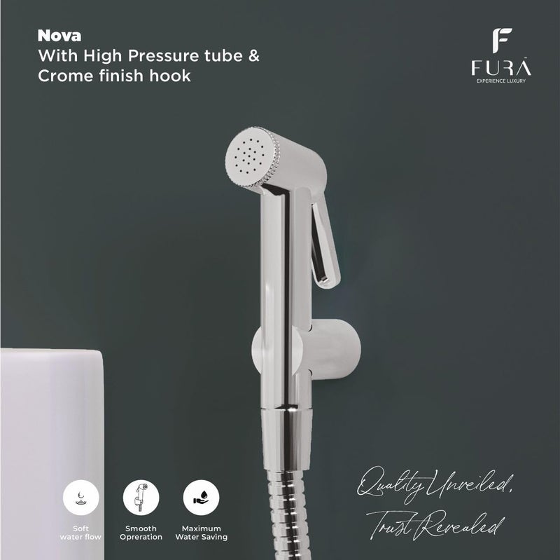 Fura Model Nova Multipurpose Healthfaucet with 1mtr 304 Grade matrial Chrome Finish Flexible Hose Pipe with HighpressureHandjet Bidet Spray for ToiletJetspray Healthfaucet 2 yrs Warranty - Image 3