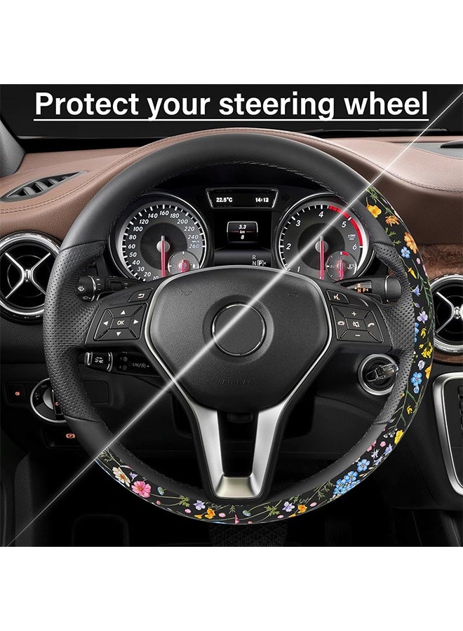 Car Steering Wheel Cover for Women Men, Non-Slip Breathable Steering Wheel, Wildflower Steering Wheel Protector, Car Accessories, Universal 14" 02/2-15" Fit Auto, Suvs - Image 5