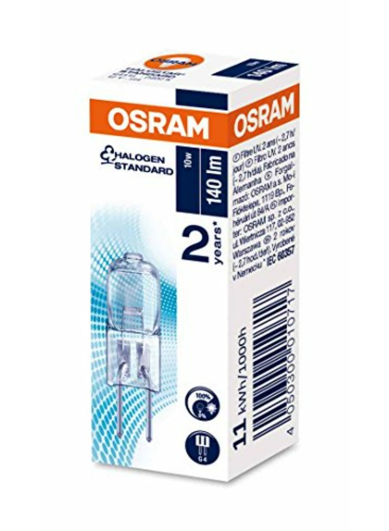 Osram Halogen Pin Base Halostar G4 Socket Dimmable 12 Volt 10 Watt Warm White 2800K Pack Of 5 - Image 3
