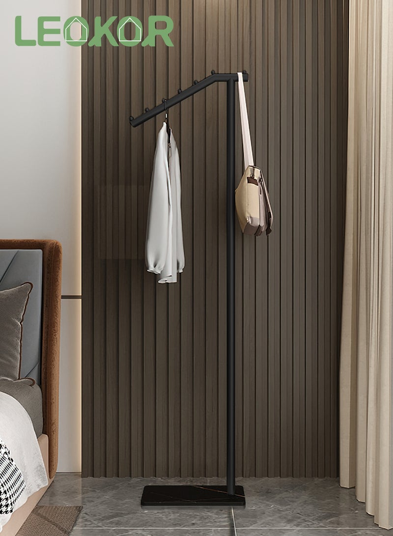 LEOKOR Coat Rack, Freestanding Coat Hanger Stand with Marble Base, Heavy Duty Metal Clothing Stand with Crossbar and 3 Hooks, 170cm Tall for Entryway, Bedroom, Office - Image 1