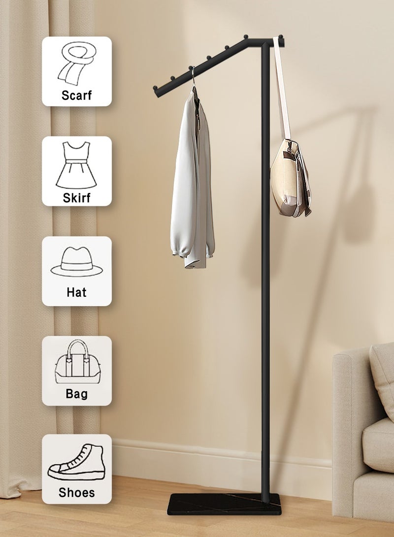 LEOKOR Coat Rack, Freestanding Coat Hanger Stand with Marble Base, Heavy Duty Metal Clothing Stand with Crossbar and 3 Hooks, 170cm Tall for Entryway, Bedroom, Office - Image 3